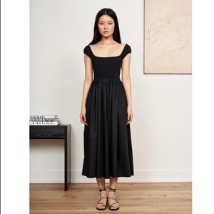 La Ligne Vivian Smock Bodice Cap Sleeve Cotton Dress